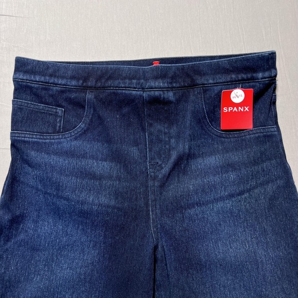 Spanx Ankle Jean-Ish Leggings Womens Large Petite Blue Twilight‎ Rinse Stretch - Picture 6 of 16
